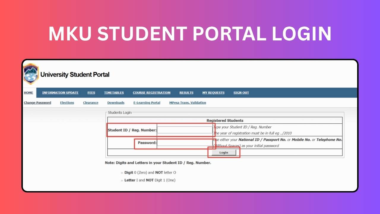 MKU Student Portal Login